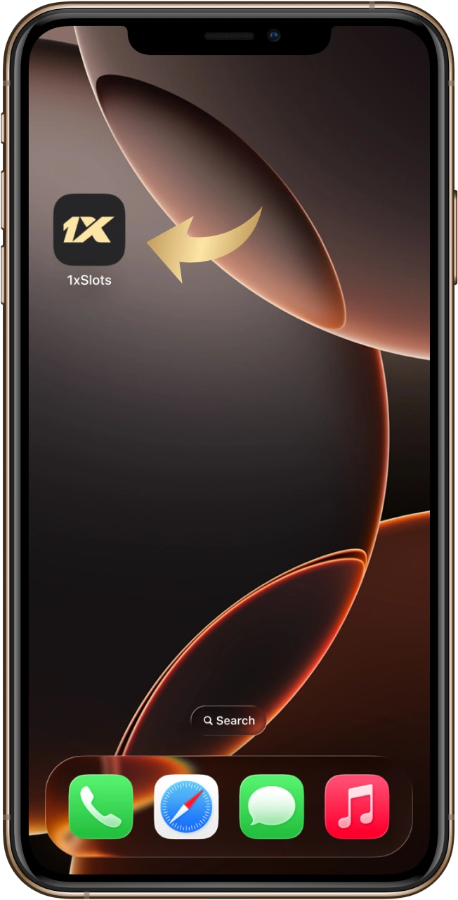 Inicie o aplicativo 1xSlot em seu dispositivo iOS.