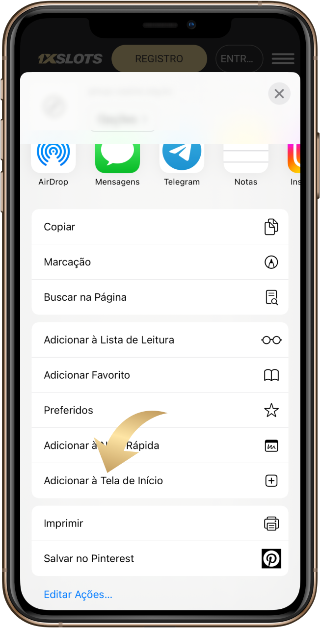 Adicione 1xSlot à tela inicial.
