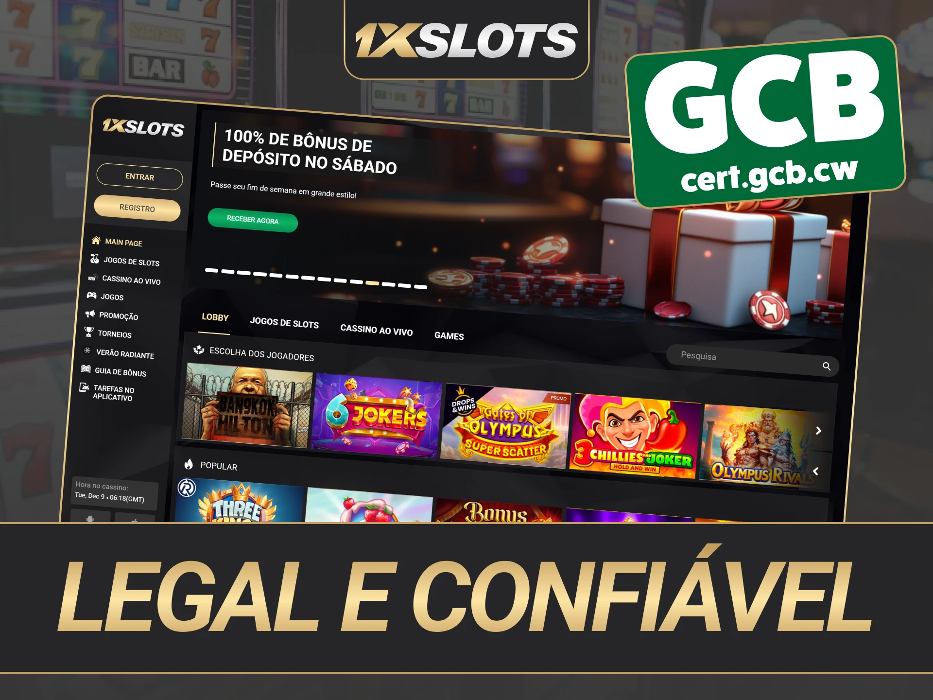 Você sempre pode verificar a licença da 1xSlots na parte inferior do site.