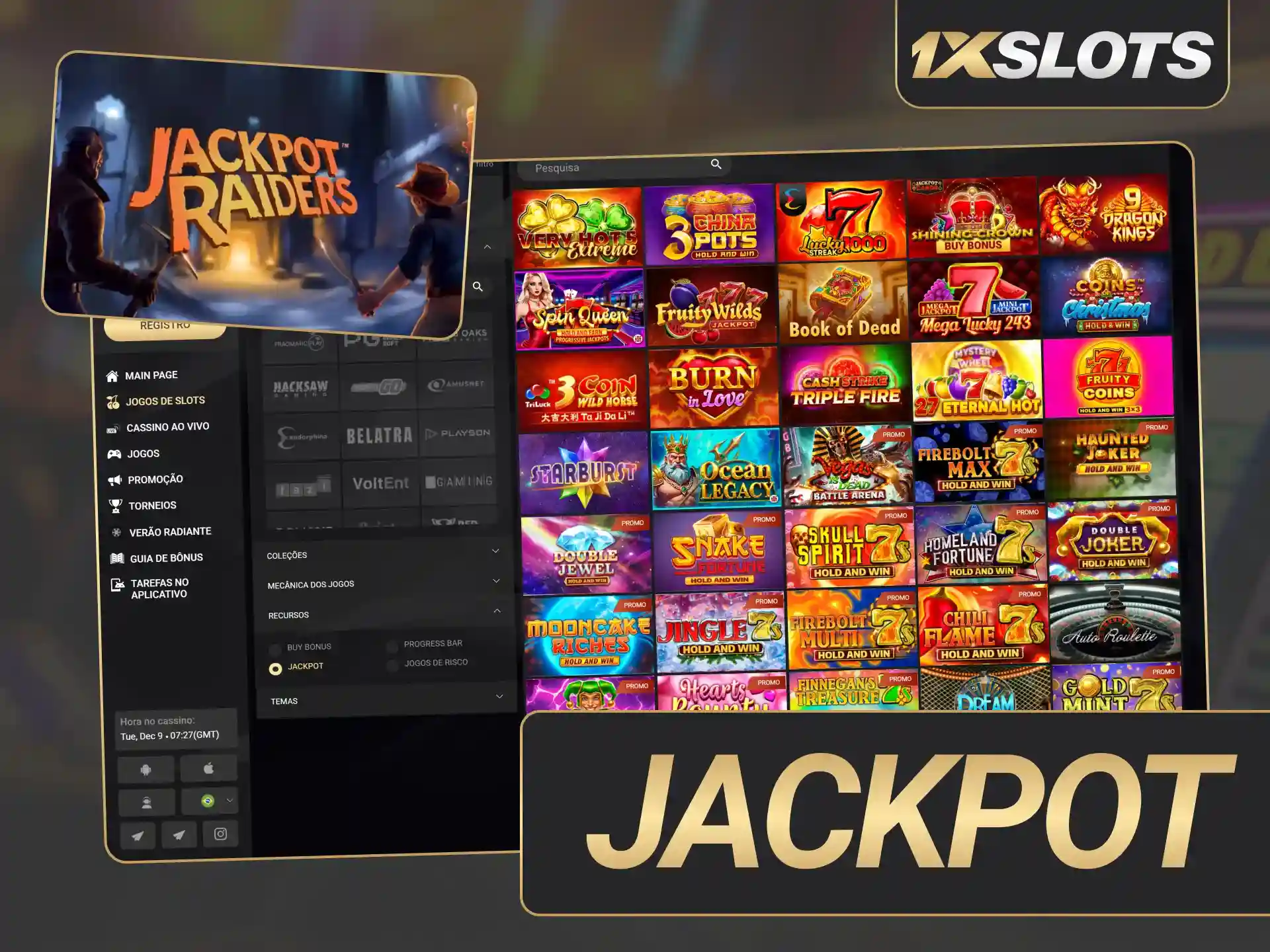 Tente sua sorte em um jogo de jackpot no 1xSlots.